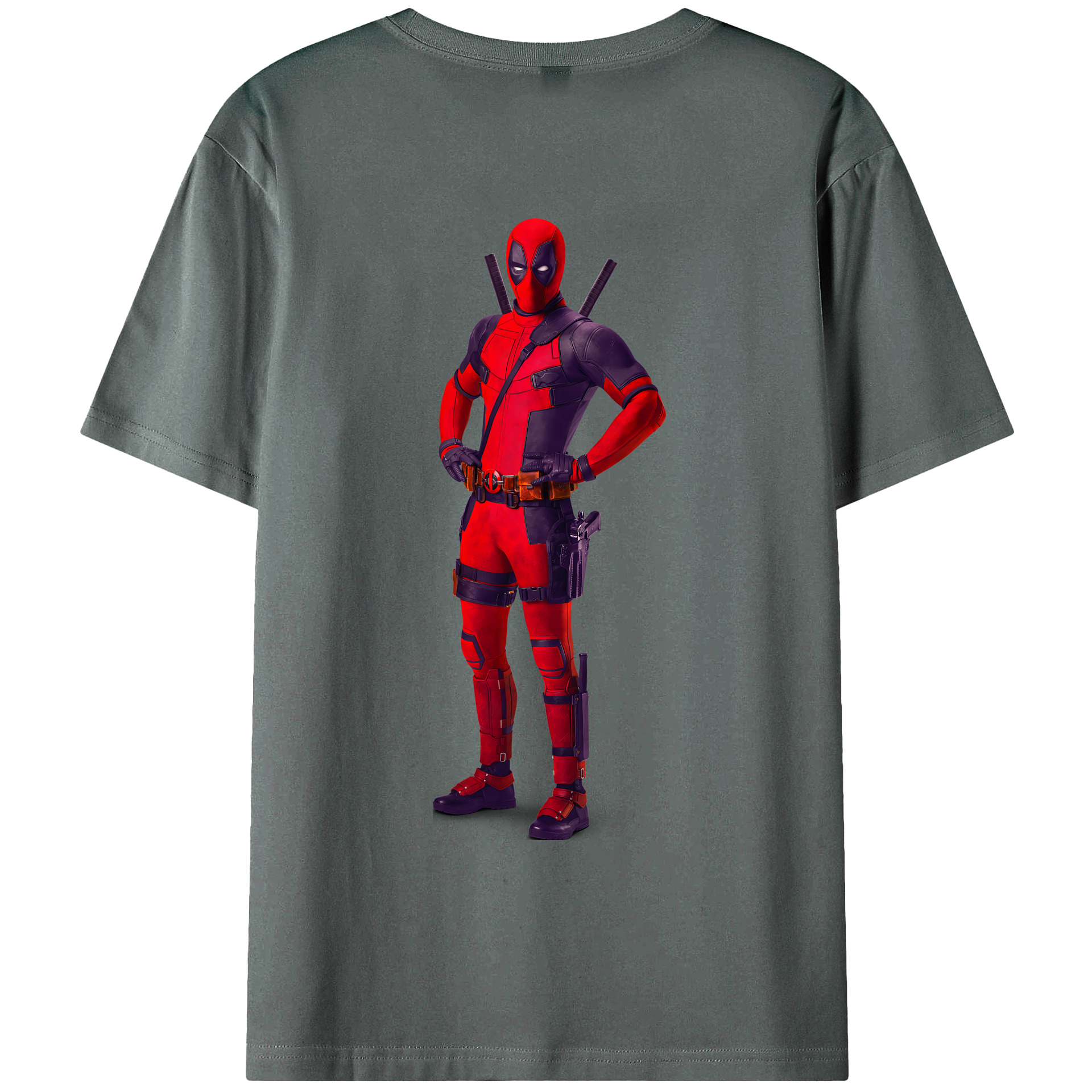 （画像用） Deadpool デッドプール 綿100％ メンズ半袖Tシャツ（バックプリント） 通気性